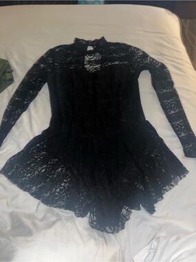 Fashion Nova Black Lace Long Sleeve Mini Dress/body suit